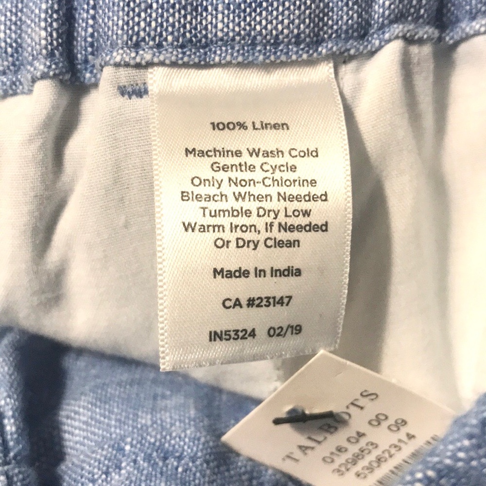 NWT Talbots Linen Chambray Tie Waist Pants - Picture 16 of 16